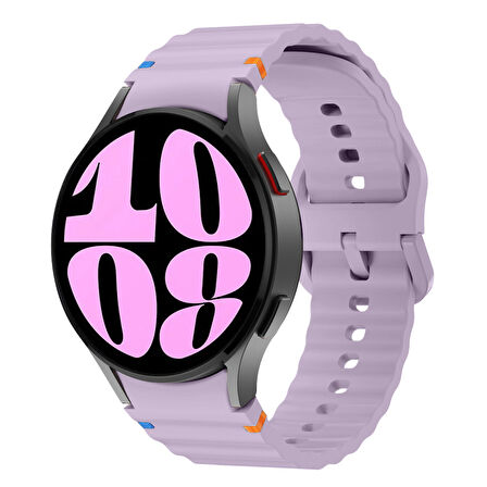 Samsung Galaxy Watch 6 40-43-44-47mm İle Uyumlu Metal Tokalı Dalgalı Spor Silikon Kordon