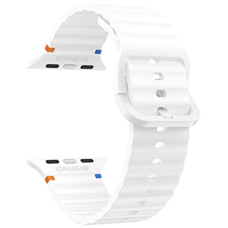 Apple Watch 42mm 44mm 45mm S10 46mm Ultra 49mm Uyumlu Dalga Desenli Tokalı Yumusaş Silikon Kordon