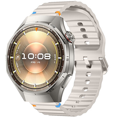 Huawei Watch GT6 Pro 46mm İle Uyumlu Dalga Desenli Tokalı Yumusaş Soft Silikon Kordon