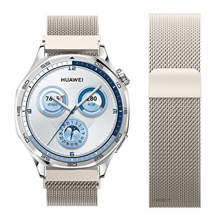 Huawei Watch GT5 46mm Uyumlu Manyetik Milanese Loop Metal Kordon 