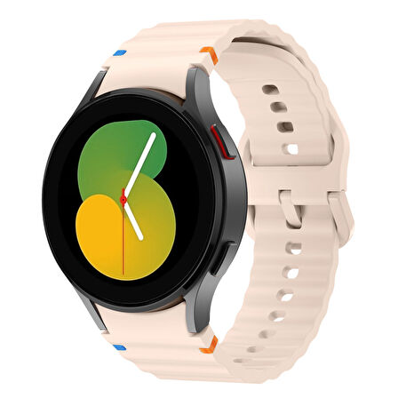 Samsung Galaxy Watch 5 40mm-44mm İle Uyumlu Metal Tokalı Dalgalı Spor Silikon Kordon