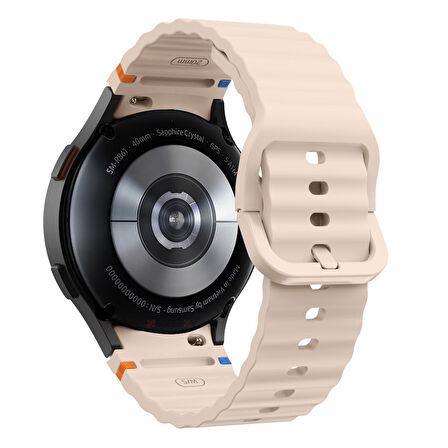 Samsung Galaxy Watch 5 40mm-44mm İle Uyumlu Metal Tokalı Dalgalı Spor Silikon Kordon