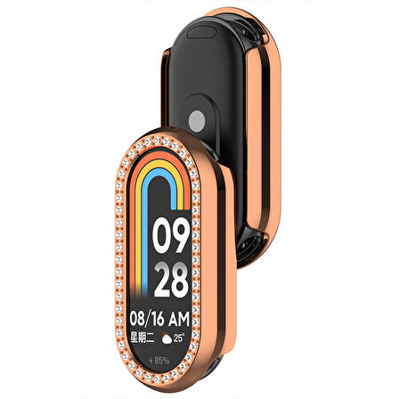 Xiaomi Smart Band 8 İle Uyumlu Zarif Kristal Taşlı Kasa Koruyucu Kılıf
