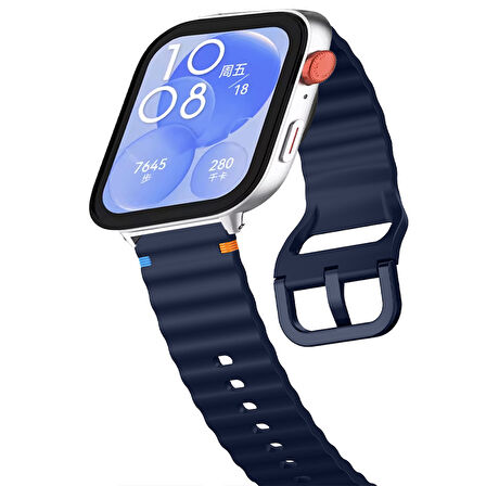 Huawei Watch Fit 3 İle Uyumlu Dalga Desenli Tokalı Yumusaş Soft Silikon Kordon