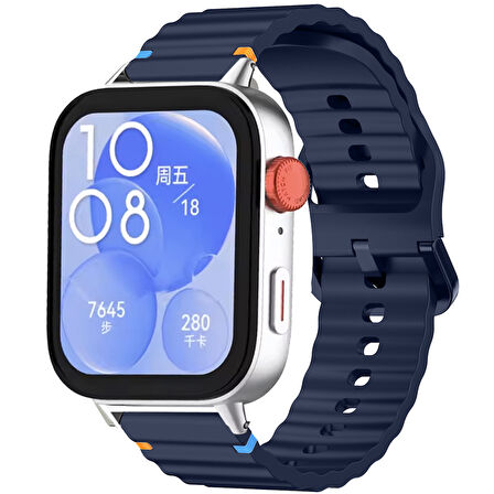 Huawei Watch Fit 3 İle Uyumlu Dalga Desenli Tokalı Yumusaş Soft Silikon Kordon