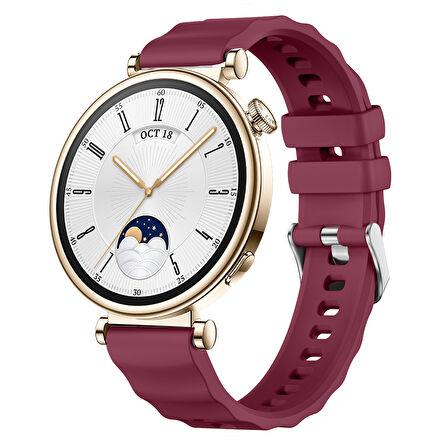 Sneezy Huawei Watch GT4 41mm İle Uyumlu SoftFlex Metal Tokalı Spor Silikon Akıllı Saat Kordonu