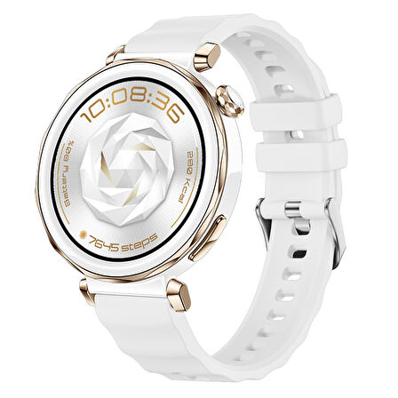 Sneezy Huawei Watch GT5 Pro 42mm İle Uyumlu SoftFlex Metal Tokalı Spor Silikon Akıllı Saat Kordonu