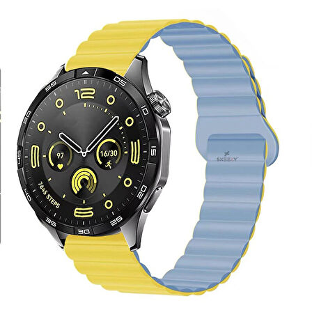 Sneezy Huawei Watch GT5 46mm İle Uyumlu 22mm Harmony Duo Magnetik Silikon Kordon