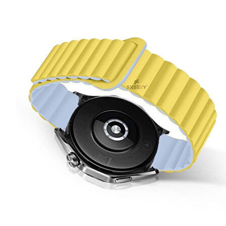 Sneezy Huawei Watch GT5 46mm İle Uyumlu 22mm Harmony Duo Magnetik Silikon Kordon