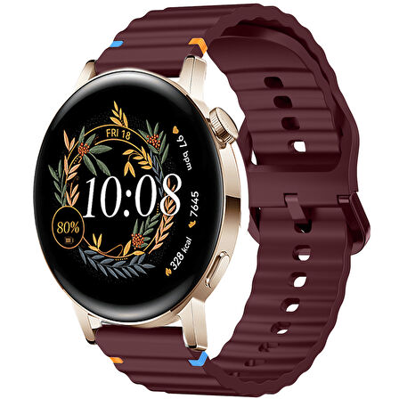 Huawei Watch GT2 GT3 42mm İle Uyumlu Dalga Desenli Tokalı Yumusaş Soft Silikon Kordon