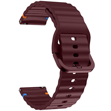 Huawei Watch GT2 GT3 42mm İle Uyumlu Dalga Desenli Tokalı Yumusaş Soft Silikon Kordon