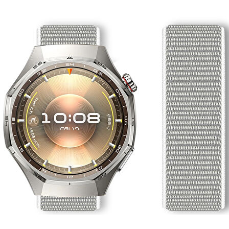 Huawei Watch GT6 Pro 46mm İle Uyumlu Ayarlanabilir Cırt Cırtlı Yumuşak Spor Kumaş Örgü Kordon