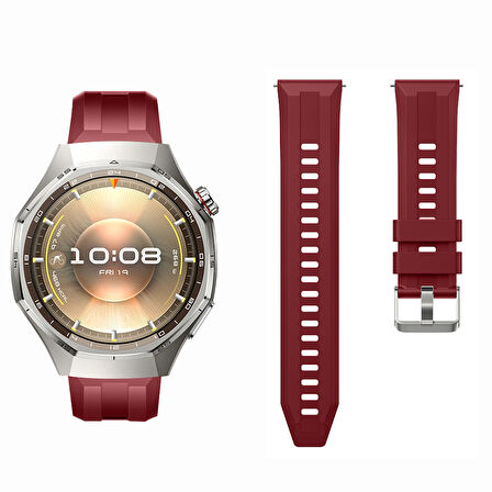 Sneezy Huawei Watch GT6 Pro 46mm İle Uyumlu Spor Silikon Metal Tokalı Soft Saat Kordonu