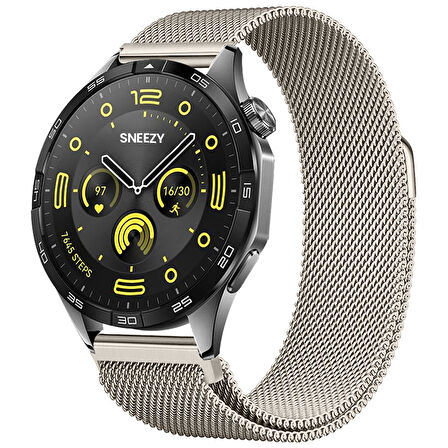 Huawei Watch GT4 46mm Uyumlu Manyetik Milanese Loop Metal Kordon 