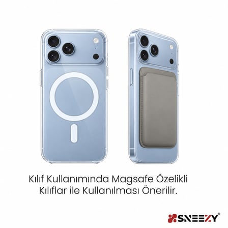 Sneezy İphone 18 Pro -18 Pro max Uyumlu Birinci Sınıf Magsafe Cüzdan Magsafe Deri Kartlık