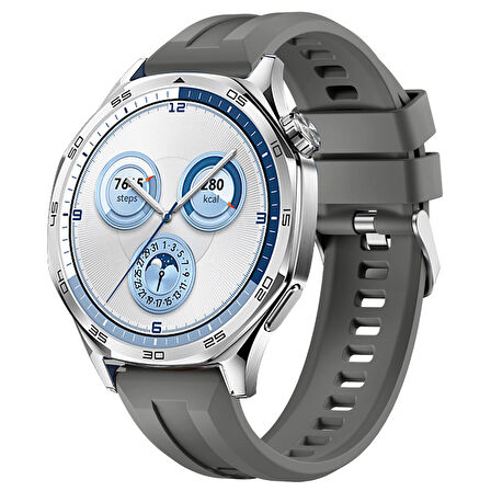 Sneezy Huawei Watch GT5 46mm İle Uyumlu Spor Silikon Metal Tokalı Soft Saat Kordonu