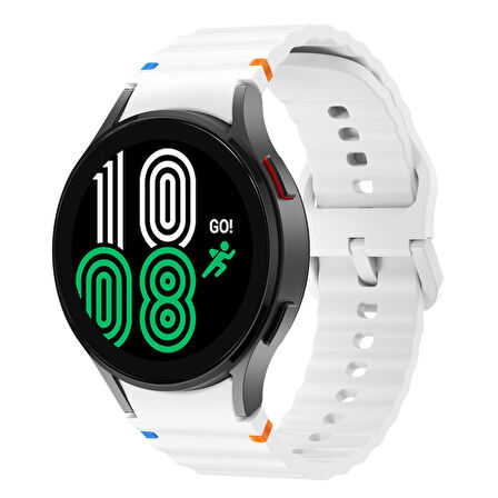 Samsung Galaxy Watch 4 40-42-44-46mm İle Uyumlu Metal Tokalı Dalgalı Spor Silikon Kordon