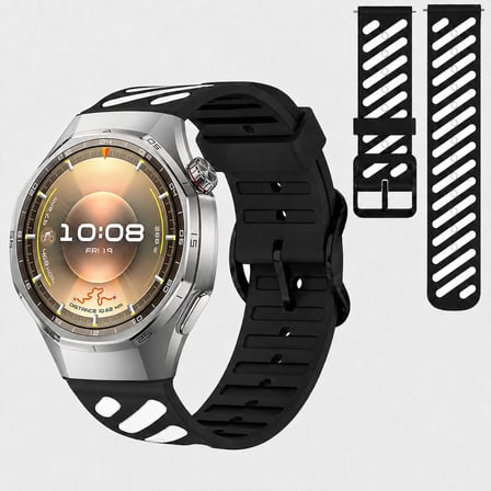 Huawei Watch GT 6 Pro 46 mm Uyumlu Çift Renkli Delikli Silikon Spor Kordon