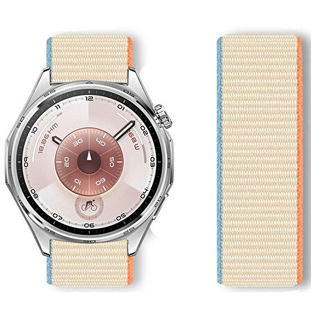 Huawei Watch GT6 46mm İle Uyumlu Ayarlanabilir Cırt Cırtlı Yumuşak Spor Kumaş Örgü Kordon