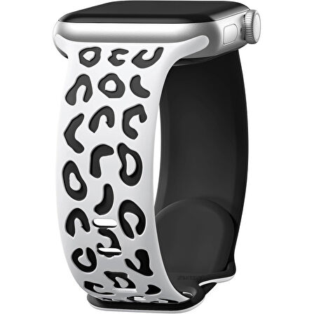 Apple Watch Uyumlu 38 40 41mm Leopar Desenli Yumuşak Silikon Kordon Seri 2 3 4 5 6 Se 7 8 9 10 42mm