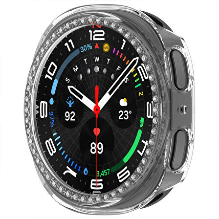 Samsung Galaxy Watch 8 40mm İle Uyumlu Zarif Kristal Taşlı Kasa Koruyucu Kılıf