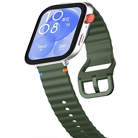 Huawei Watch Fit 3 İle Uyumlu Dalga Desenli Tokalı Yumusaş Soft Silikon Kordon