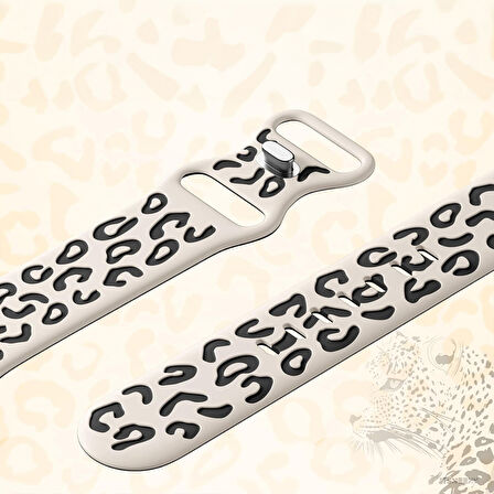 Apple Watch Uyumlu 44 45 46mm Leopar Desenli Yumuşak Silikon Kordon Seri 2 3 4 5 6 Se 7 8 9 10 