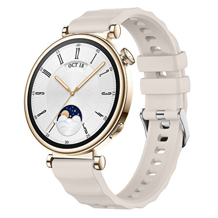 Sneezy Huawei Watch GT4 41mm İle Uyumlu SoftFlex Metal Tokalı Spor Silikon Akıllı Saat Kordonu