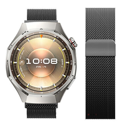 Huawei Watch GT6 Pro 46mm Uyumlu Manyetik Milanese Loop Metal Kordon 