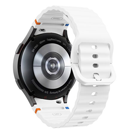 Samsung Galaxy Watch 6 40-43-44-47mm İle Uyumlu Metal Tokalı Dalgalı Spor Silikon Kordon
