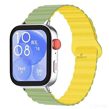 Huawei Watch Fit 3 İle Uyumlu Duo Baklalı Magnetik Silikon Kordon