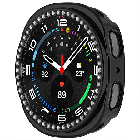Samsung Galaxy Watch 8 40mm İle Uyumlu Zarif Kristal Taşlı Kasa Koruyucu Kılıf