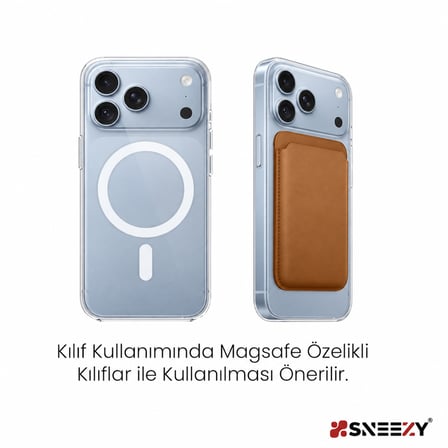 Sneezy İphone 18 Pro -18 Pro max Uyumlu Birinci Sınıf Magsafe Cüzdan Magsafe Deri Kartlık