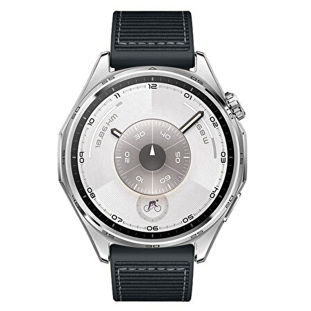 Sneezy Huawei Watch GT6 46mm İle Uyumlu Metal Tokalı Dikiş Desenli Dokuma Silikon Kordon