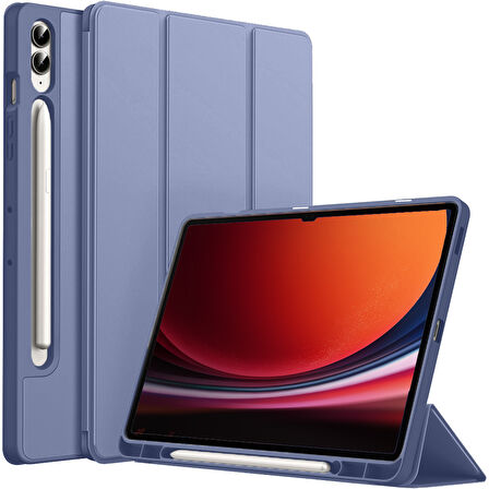 Samsung Galaxy Tab S9 Plus X810 12.4 İnç Kılıf Premium Silikon Kalem Bölmeli Smart Case