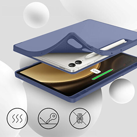 Samsung Galaxy Tab S9 Plus X810 12.4 İnç Kılıf Premium Silikon Kalem Bölmeli Smart Case