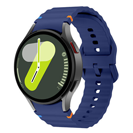 Samsung Galaxy Watch 7 40mm-44mm İle Uyumlu Metal Tokalı Dalgalı Spor Silikon Kordon