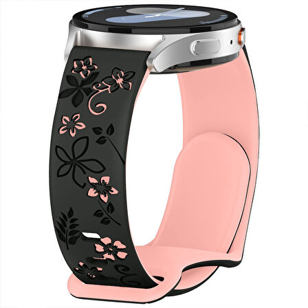 Huawei Watch GT6 41mm Uyumlu FloraFlex Çiçek Desenli Yumuşak Soft Silikon Kordon