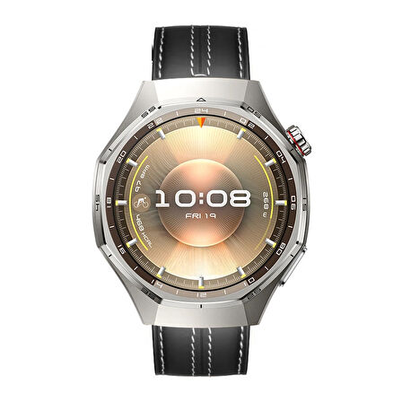 Sneezy Huawei Watch GT6 Pro 46mm İle Uyumlu Dikiş Desenli Deri Metal Tokalı Akıllı Saat Kordonu