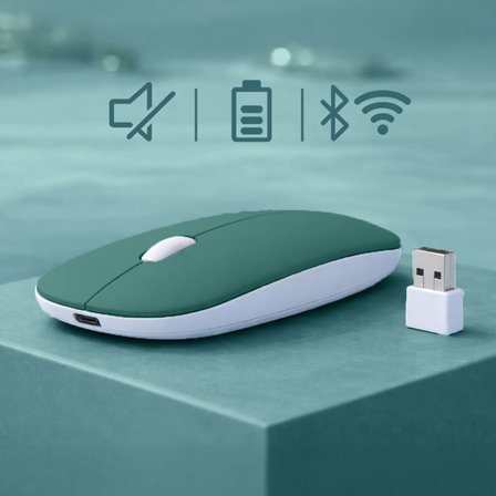 Laptop İçin İnce Kablosuz Mouse Bluetooth Bağlantı Şarjlı Batarya USB Alıcılı Taşınabilir Tasarım