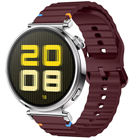 Huawei Watch GT5 41mm İle Uyumlu Dalga Desenli Tokalı Yumusaş Soft Silikon Kordon