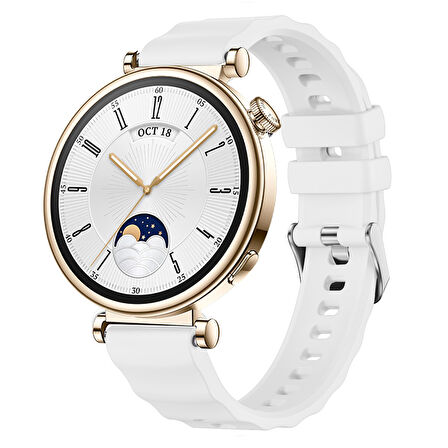 Sneezy Huawei Watch GT4 41mm İle Uyumlu SoftFlex Metal Tokalı Spor Silikon Akıllı Saat Kordonu