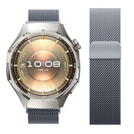 Huawei Watch GT6 Pro 46mm Uyumlu Manyetik Milanese Loop Metal Kordon 