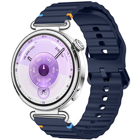 Huawei Watch GT6 41mm İle Uyumlu Dalga Desenli Tokalı Yumusaş Soft Silikon Kordon