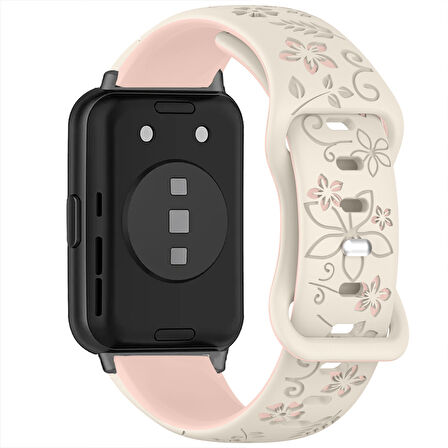 Huawei Watch Fit 2 İle Uyumlu FloraFlex Çiçek Desenli Silikon Kordon