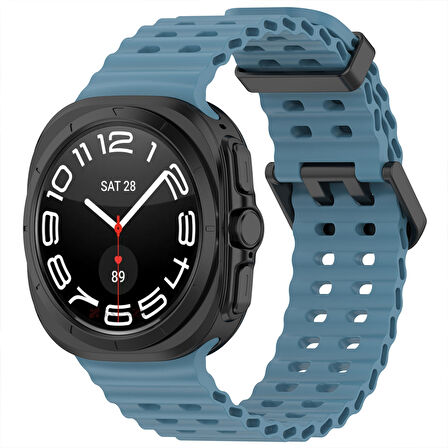 Samsung Galaxy Watch 7 Ultra İle Uyumlu AirFlow Metal Tokalı Yumuşak Soft Silikon Kordon 