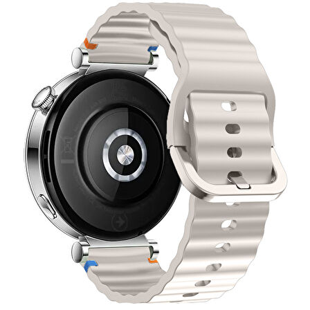 Huawei Watch GT4 41mm İle Uyumlu Dalga Desenli Tokalı Yumusaş Soft Silikon Kordon