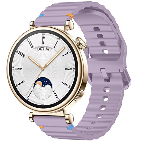Huawei Watch GT4 41mm İle Uyumlu Dalga Desenli Tokalı Yumusaş Soft Silikon Kordon