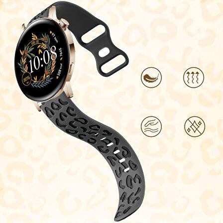 Huawei Watch GT2 GT3 42mm İle Uyumlu Leopar Desenli Silikon Kordon Kayış