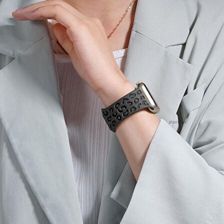 Huawei Watch GT2 GT3 42mm İle Uyumlu Leopar Desenli Silikon Kordon Kayış